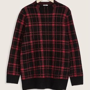 😀Long Sleeved Plaid Jacquard Sweater